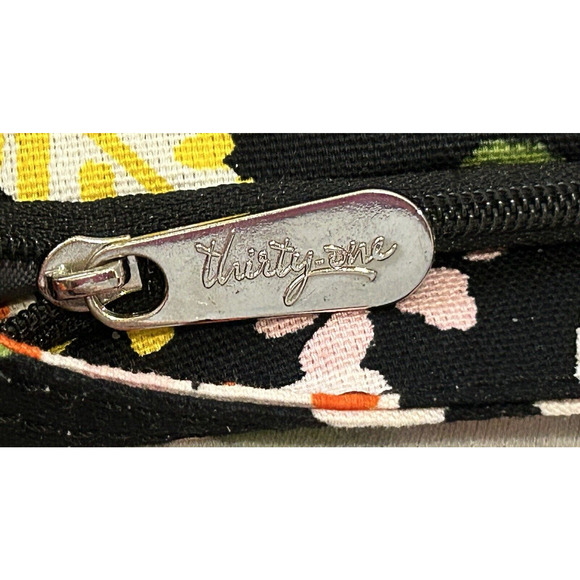 Thirty-One Black And Orange Floral Double Adjustable Handle Front Pocket bag - Picture 9 of 10